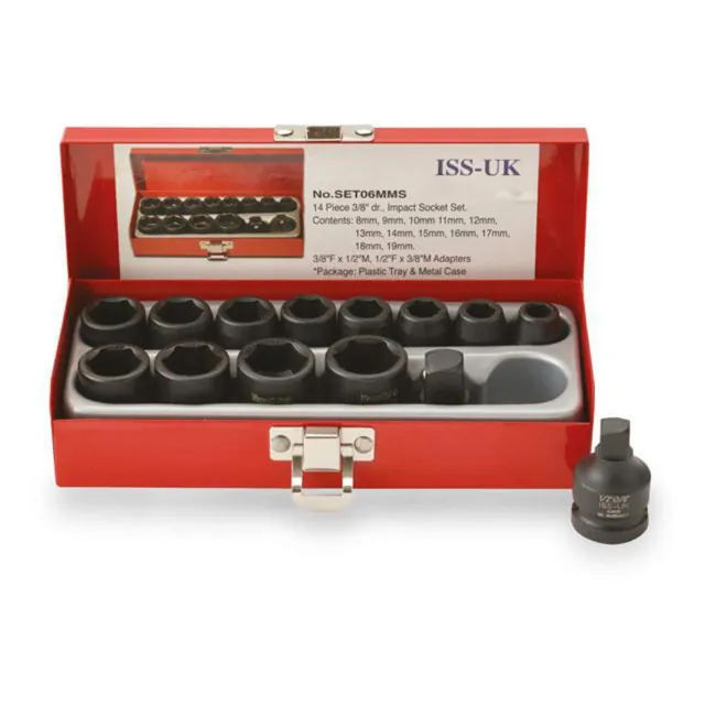 Pipesett 3/8" metrisk – 14 deler