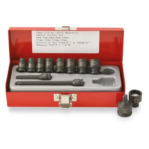 Magnetisk pipesett 1/4" metrisk – 12 deler