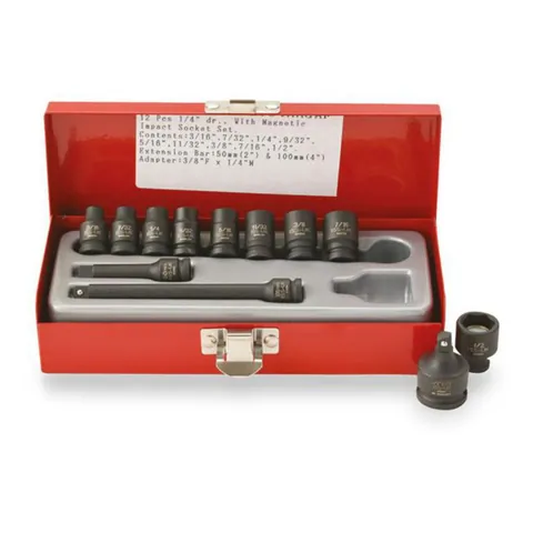 Magnetisk pipesett 1/4" tommer – 12 deler