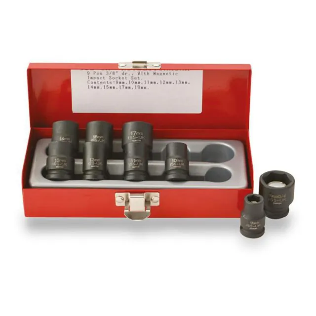 Magnetisk pipesett 3/8" metrisk – 9 deler