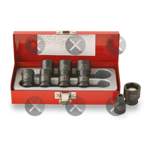 Magnetisk pipesett 3/8" tommer – 9 deler